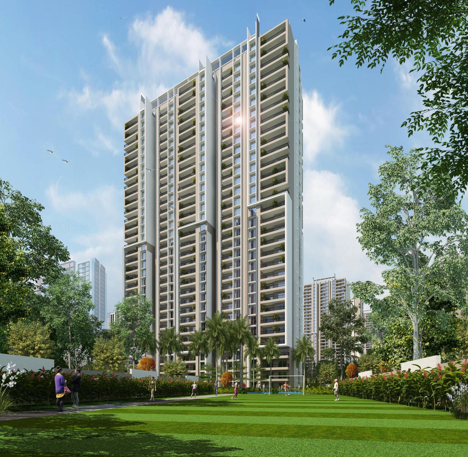 Tower and flower beds