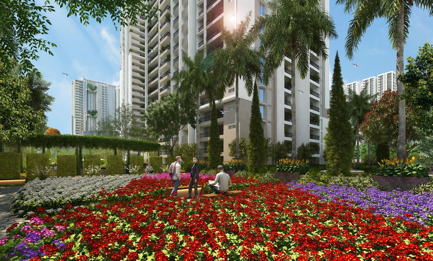 Flower garden courtyard