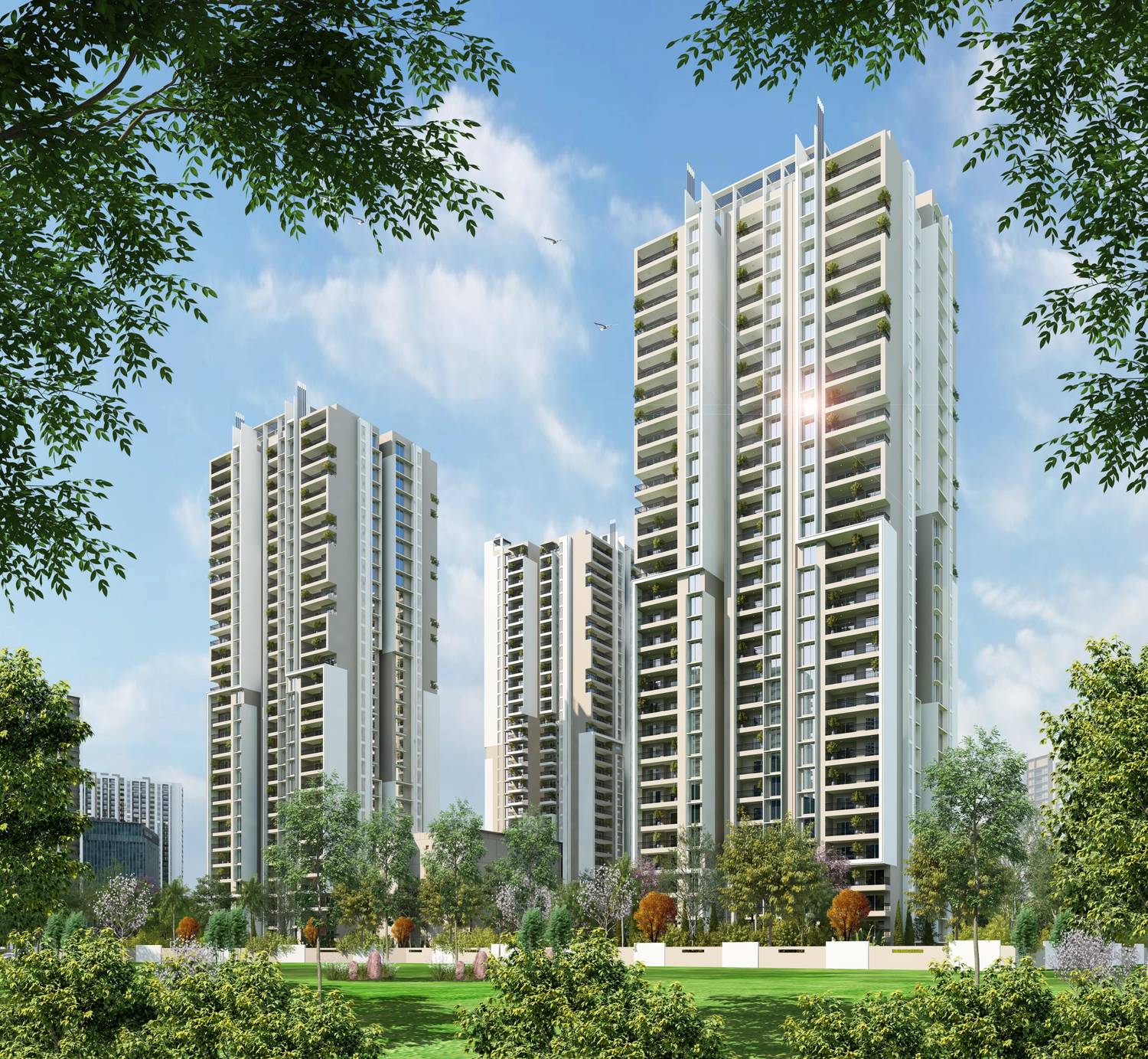 Front elevation with landscape